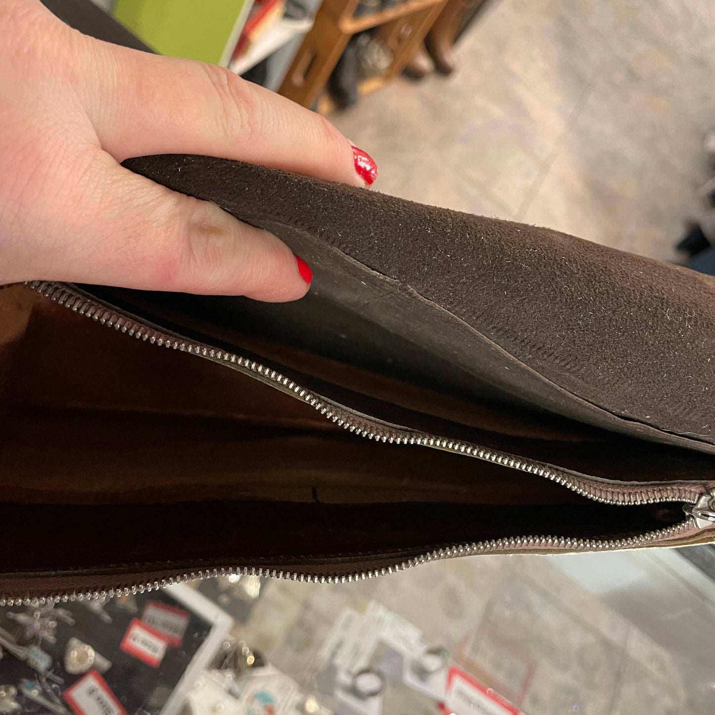 Vintage tooled leather clutch