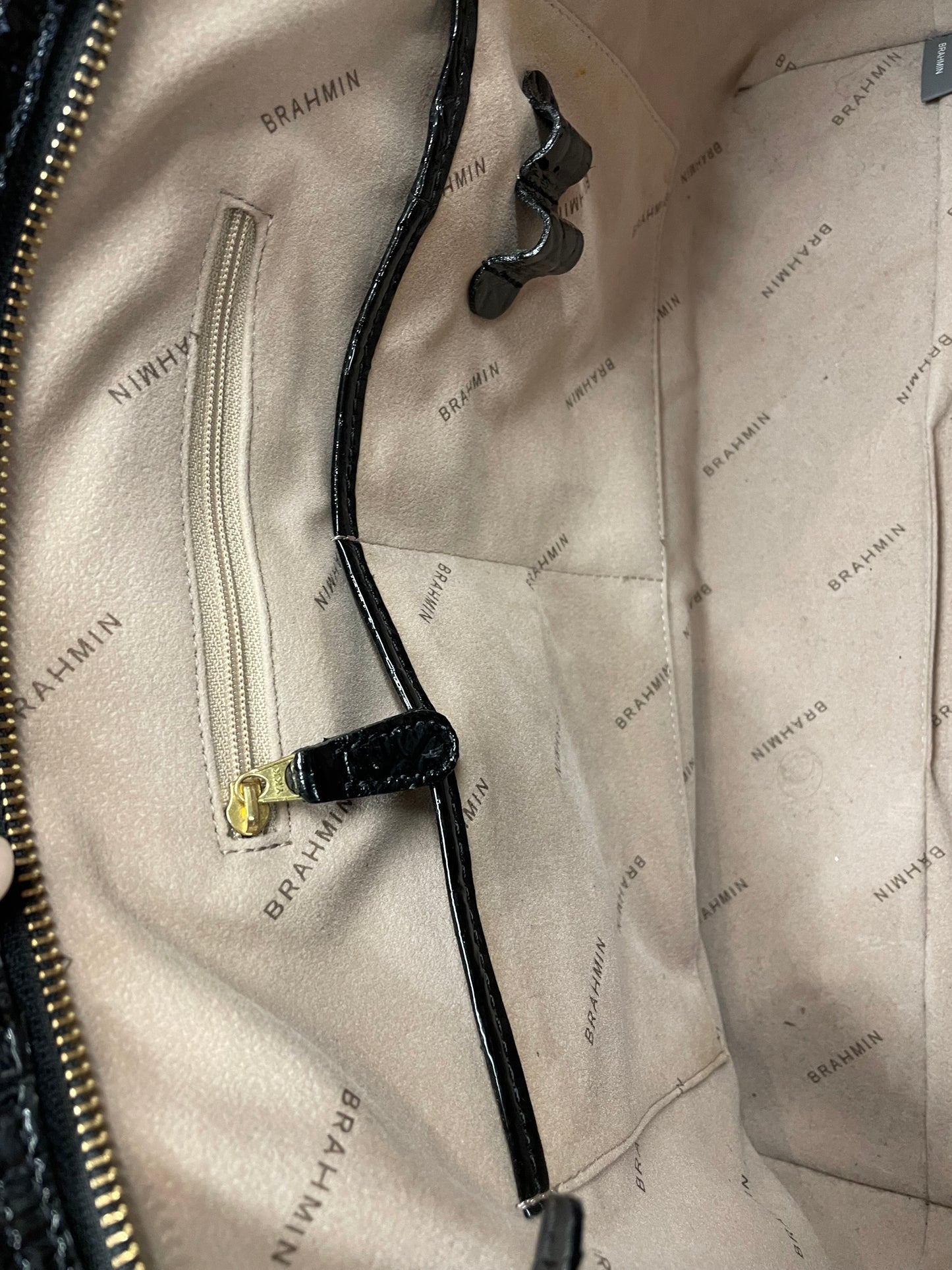 Graham black croc-embossed patent leather tote