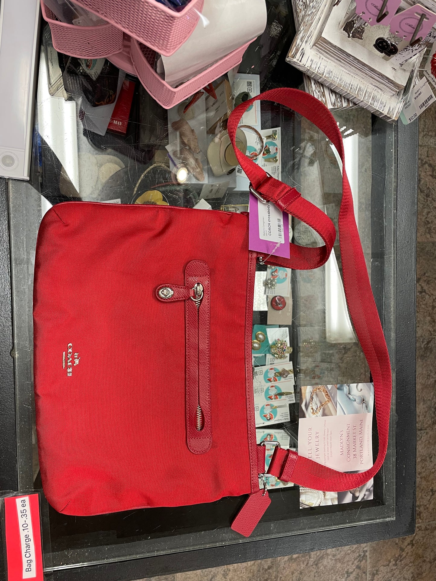Red Coach crossbody bag