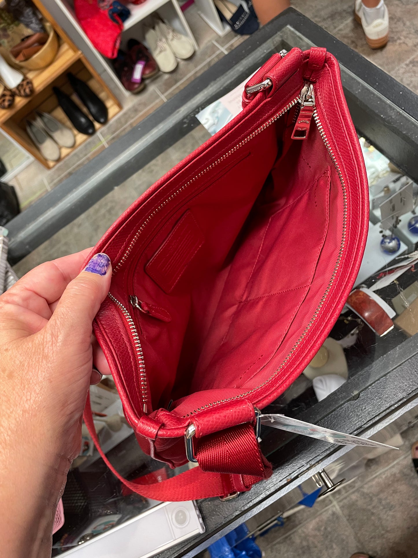 Red Coach crossbody bag